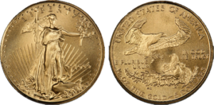 The front and back of a bronze coin